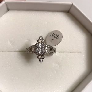Bp rhodium plated cubic zirconia ring